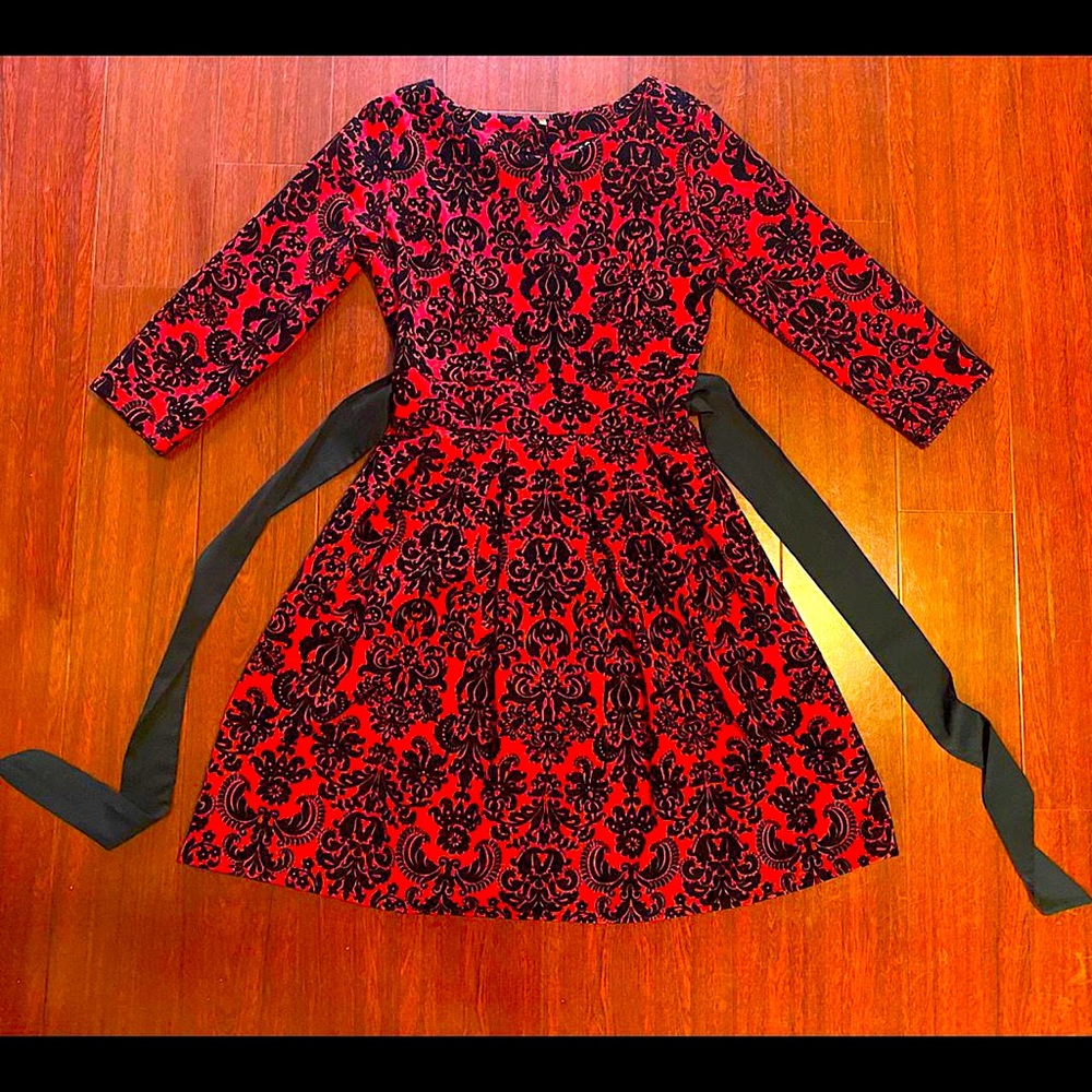 Vintage Velvet Burnout Damask Dress